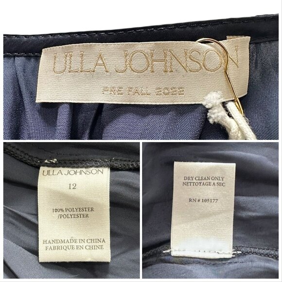 Ulla Johnson Azaria Dress Midnight Plissé Satin Mini Size 12 NWT $575 - Picture 4 of 15